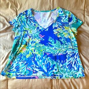 Lilly Pulitzer Vibrant Tropical Print V-Neck Top
